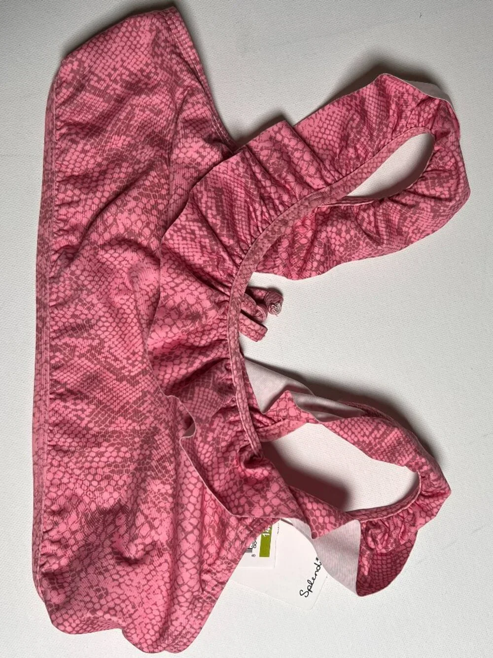 NWT Splendid Girls 14 Pink ruffle Snake Bikini top